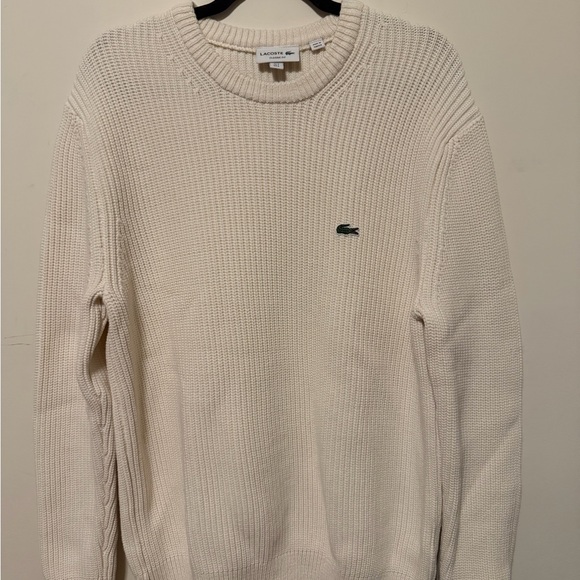 Lacoste Other - Lacoste Men's Cream Crewneck Sweater with Green Crocodile Logo